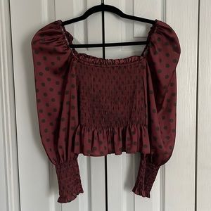 ZARA PUFF SLEEVE SQUARE NECK TOP
